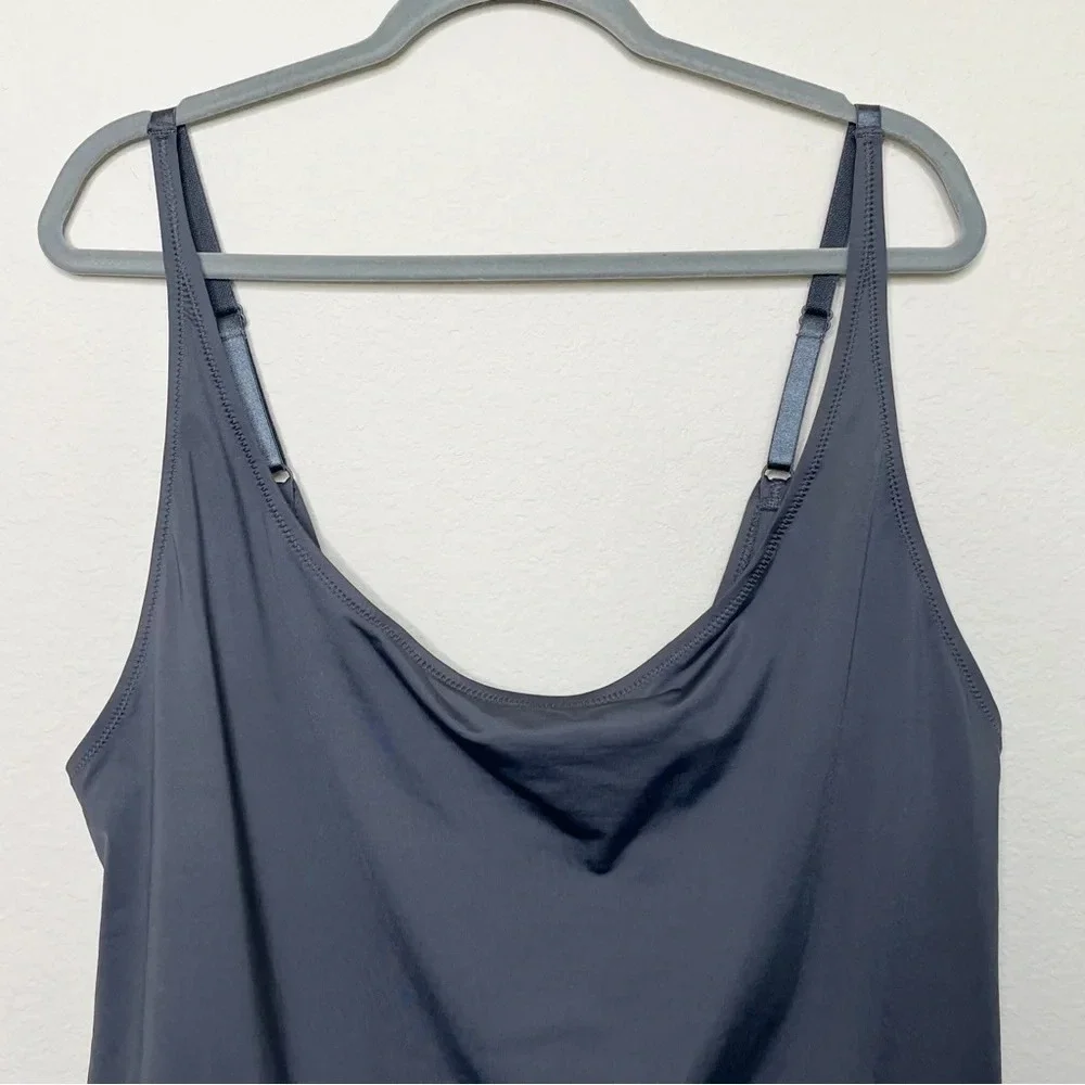 SKIMS Swim Scoop Neck One Piece Swimsuit in Gunmetal‎